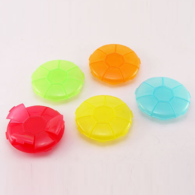 New design travel wholesale round plastic pill box 7 days weekly for children